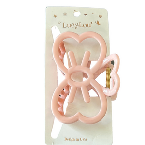 LucyLou Pink Large Bow Hair Claw Clip - New